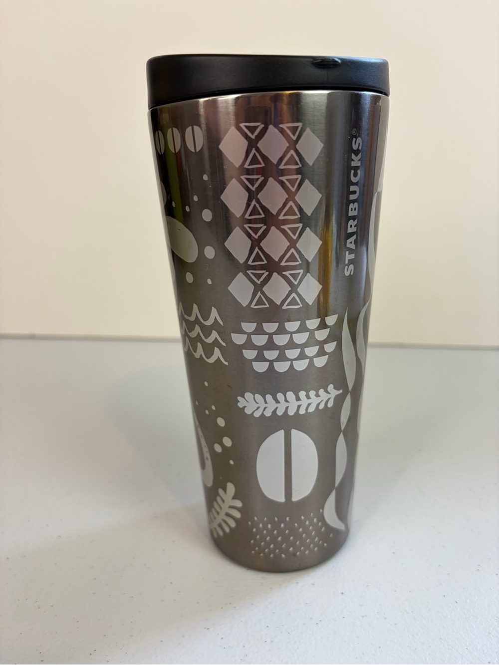 Starbucks Coffee Travel Mug Tumbler 16 oz  2017 Metallic on Black Siren Mermaid - Picture 5 of 8